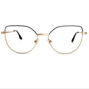 Gold Cat-Eye Glasses with Delicate Metal Frame